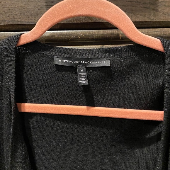 White House Black Market Black Shimmer Bell Sleeve Cardigan - Picture 4 of 9